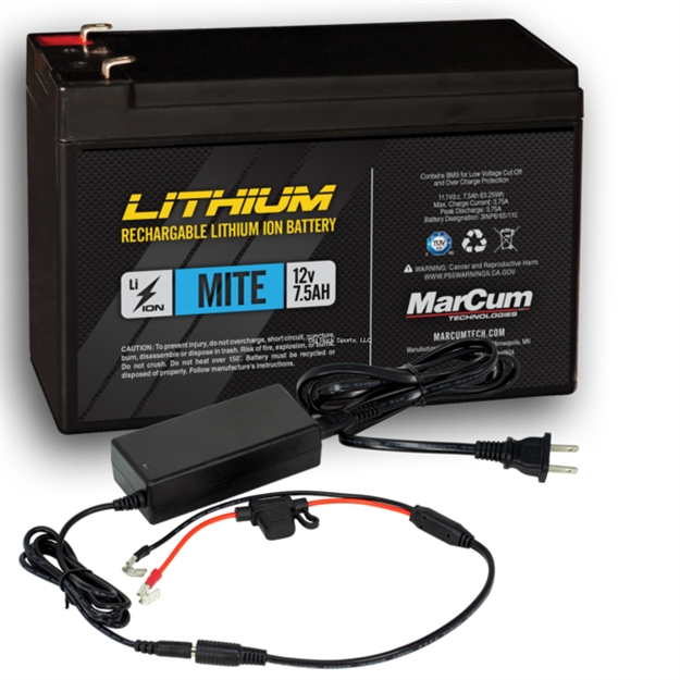 Picture of Marcum Mite Kit - 12V 7.5Ah Li-Ion Battery W/12V 3Amp Li-Ion Charger