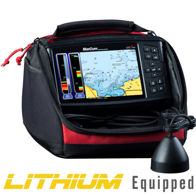 Picture of Marcum Mx-7 Digital Sonar System 7" Lcd Dual Beam W/Gps - Lifepo4 12V10ah Battery And 3Amp Charger