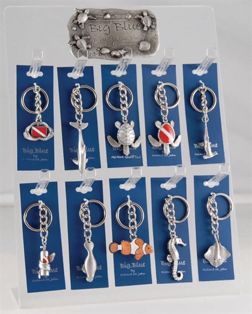 Picture of Marine Sports 26 PC Pewter Key Chain Acrylic Display 14 Position Pewter Key Chains