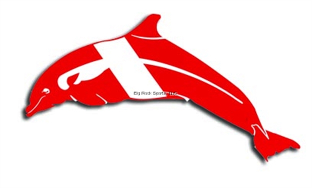 Picture of Marine Sports Dolphin 8 Red & White Double Vinyl Decal Art Cut-Out
