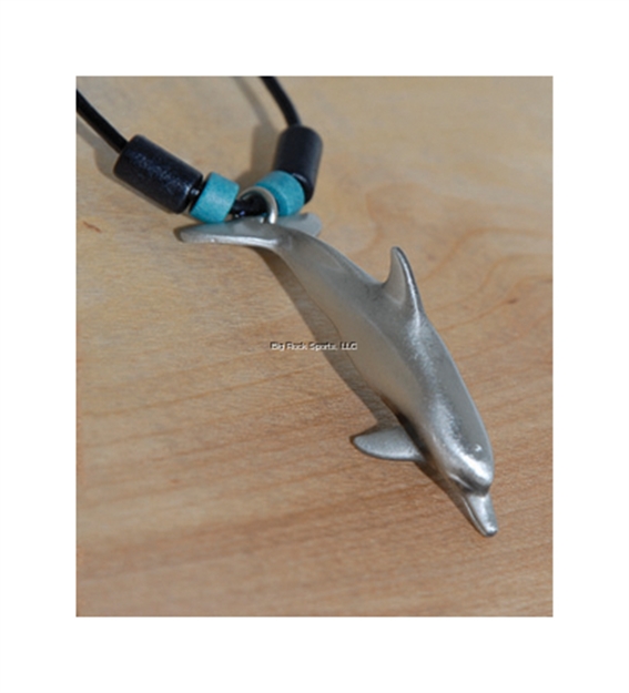 Picture of Marine Sports Dolphin Pewter Pendant W/ Black Leather Cord 18"