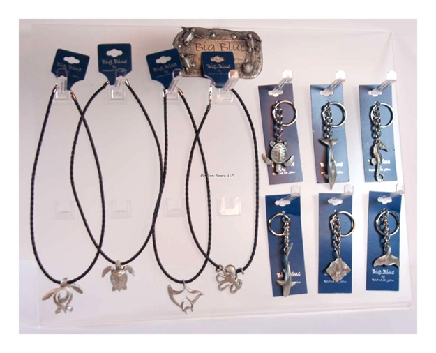 Picture of Marine Sports Pewter Jewelry Display 10 Position 24 Piece Premix (12) Pendants & (12) Key Chains