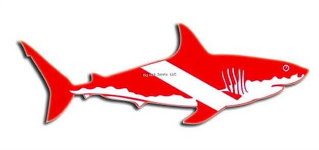 Picture of Marine Sports Shark 8 Red & White Double Vinyl Decal Art Cut-Out