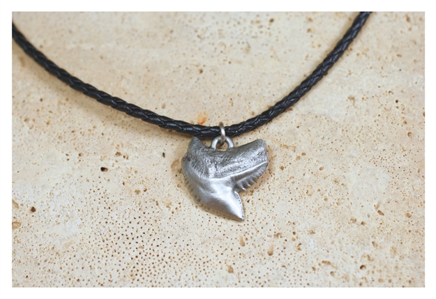Picture of Marine Sports Sharktooth Pewter Pendant W/ Black Leather Cord 18"