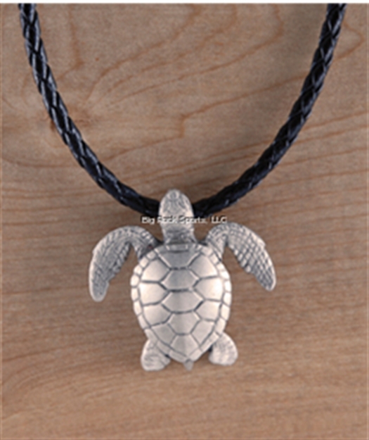 Picture of Marine Sports Turtle Pewter Pendant W/ Black Braided Cord 18"