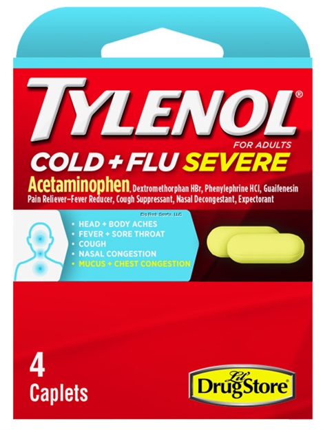 Picture of Marine Sports Tylenol Cold & Flu Severe (Acetaminophen) 4 Count  Replaces 1758-0222
