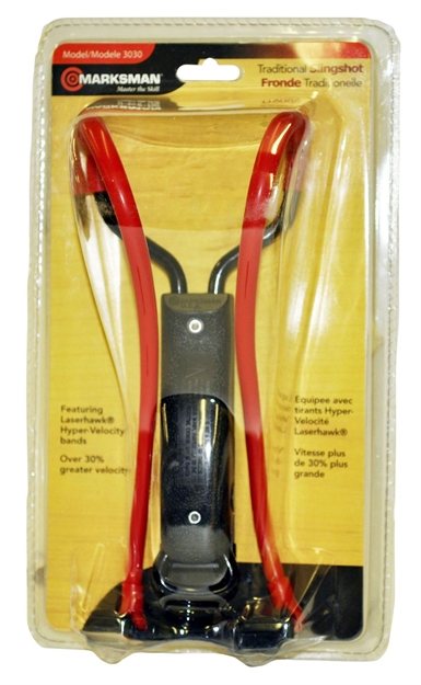 Picture of  Marksman 3030 Marksman 3030 Traditional Slingshot Red Hyper-Velocity Band Black Molded Handle