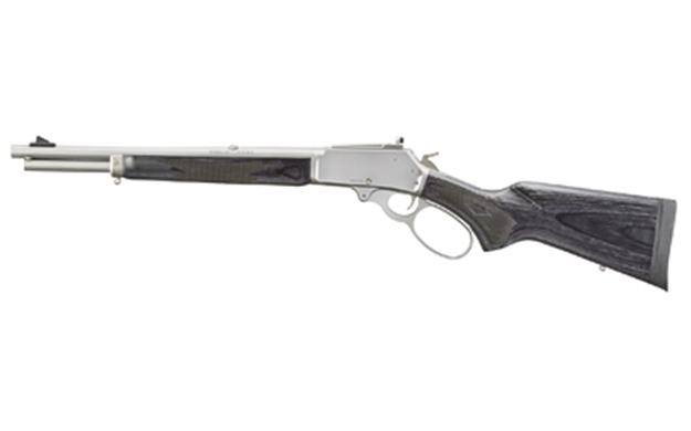Picture of Marlin 70506 336 Trapper Full Size 30-30 Win 5+1 16.17" Satin Steel Threaded Barrel, Satin Stainless Steel Receiver, Fixed Black Laminate Stock 70906-RUG 736676709069