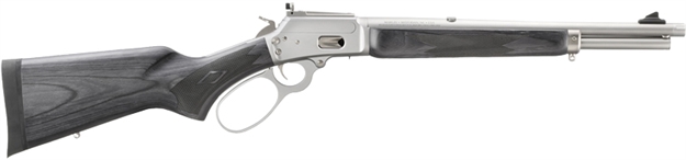 Picture of Marlin  1894 Trapper Full Size 44 Special/44 Rem Mag 8+1/9+1 16.10" Satin Threaded Barrel, Satin Stainless Steel Receiver, Fixed Black Laminate Stock 70451-RUG 736676704514