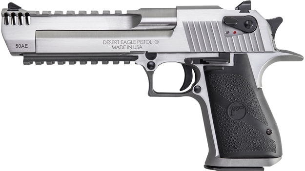 Picture of  Magnum Research De50srmb Desert Eagle Mark Xix 50 AE 6" With Muzzle Brake 7+1 Overall Stainless Steel Black Rubber Grip