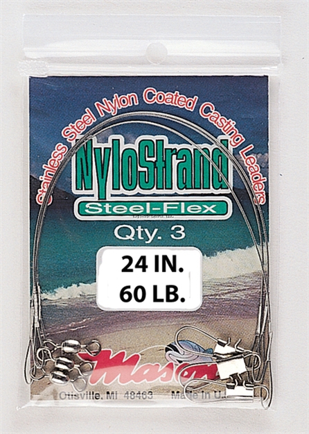 Picture of Mason Steelflex Nylostrand Leaders 3Pk 24" 60Lb Bright