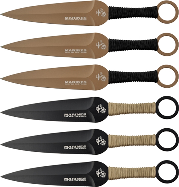 Picture of Master Cutlery Llc Usmc 9" Spear Point Throwing Knives 6-Pack Blk/Fde MT0016CS