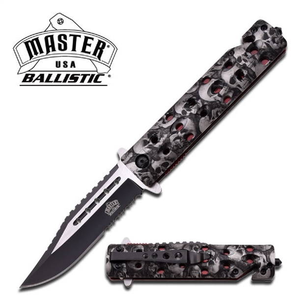 Picture of Master Assisted 3.8 IN Blade Gray Skull Nylon Fiber Handle