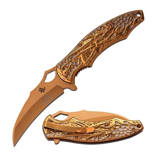 Picture of Master Cutlery 4.75 IN  Dragon Fold  Etching Gold Titanium