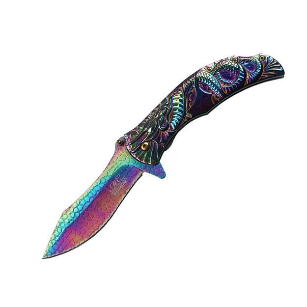 Picture of Master Cutlery Collection Spring Assist Fold Knife Rainbow