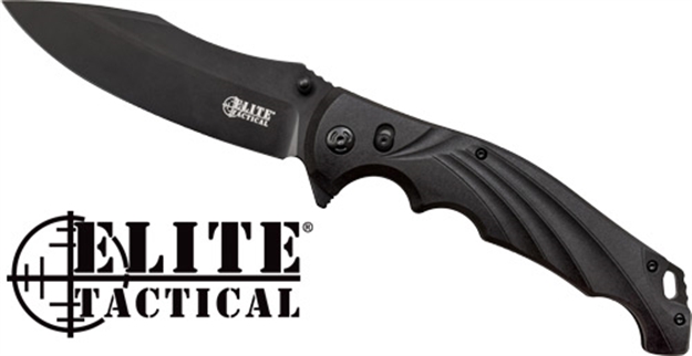 Picture of Master Cutlery Elite Tactical Conqueror 4.8" Drop Pnt Flder Blk/Blk! ETFDR010BK