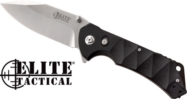 Picture of Master Cutlery Elite Tactical Parallax 3.5" Drop Pnt Folder Ss/Black! ETFDR005S