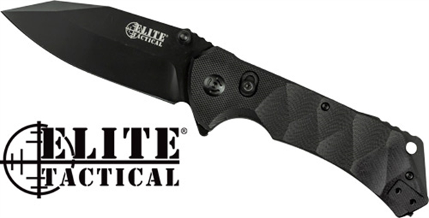 Picture of Master Cutlery Elite Tactical Parallax 3.5" Drop Point Folder Blk/Bl! ETFKR005BK