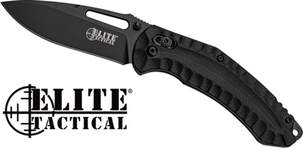 Picture of Master Cutlery Elite Tactical Pyrodex 3.3" Drop Point Folder Black/Black! ETFDR008BK