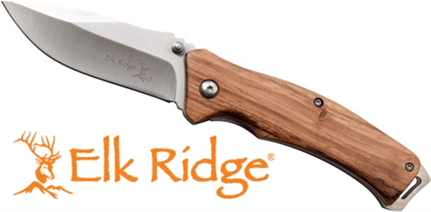 Picture of Master Cutlery Elk Ridge Traverse 3.1" Drop Point Fldr Zebra Wood/Ss ERA936ZW 805319409915