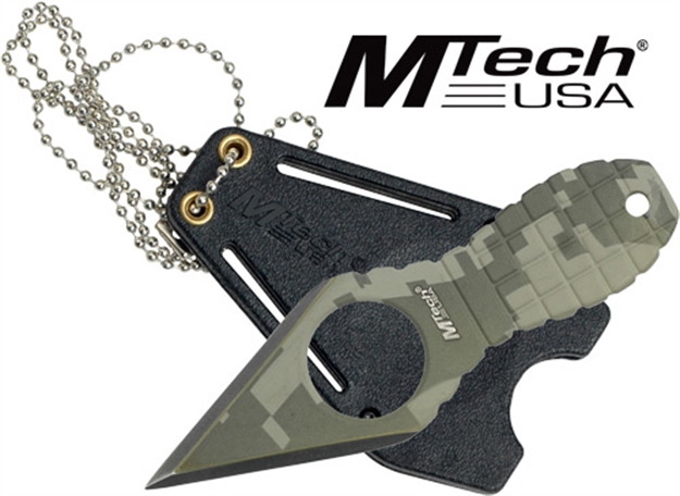 Picture of Master Cutlery Mtech 2.25" Spear Point Neck Knife W/Sheath Stonewash MT588DG