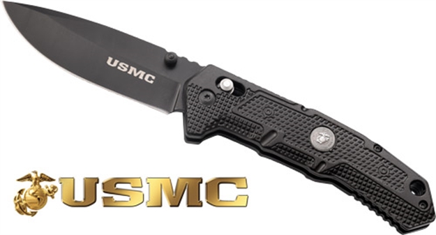 Picture of Master Cutlery Usmc 3.75" Drop Point Folder Black/Black