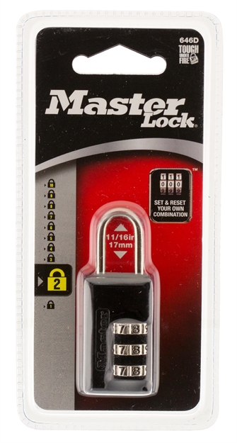 Picture of  Master Lock 646D Combination Lock  Open With Combination Black Steel 071649080036