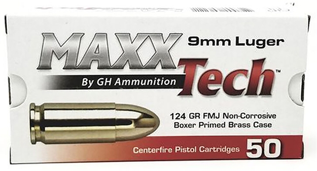 Picture of Maxxtech Ptgb912b Brass Pistol  9Mmluger 124Gr Full Metal Jacket 50 Per Box/10 Case PTGB9124B