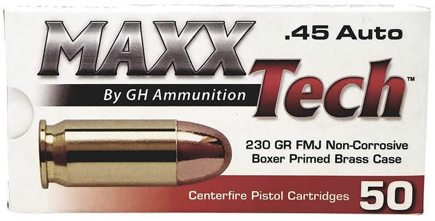Picture of  Maxxtech Ptgb45b Brass Pistol  45Acp 230Gr Full Metal Jacket 50 Per Box/10 Case 3877000251735