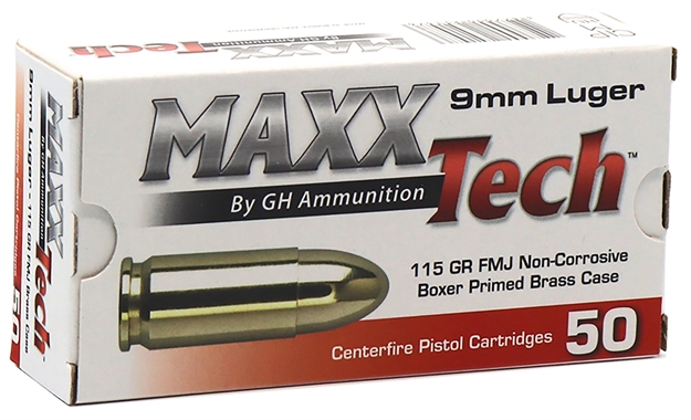 Picture of  Maxxtech Ptgb9mmb Brass Pistol  9Mmluger 115Gr Full Metal Jacket 50 Per Box/10 Case 3877000251476