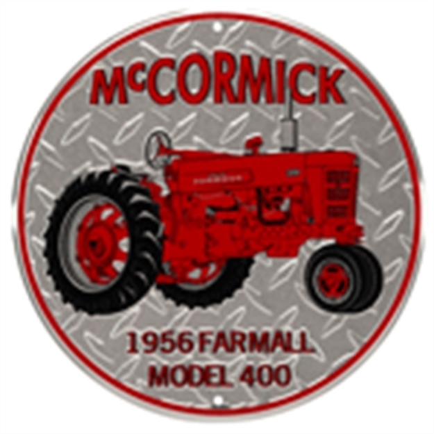 Picture of Mccormick  Road Brands Emb Tin Sign  Tractor Rnd 12"X12"