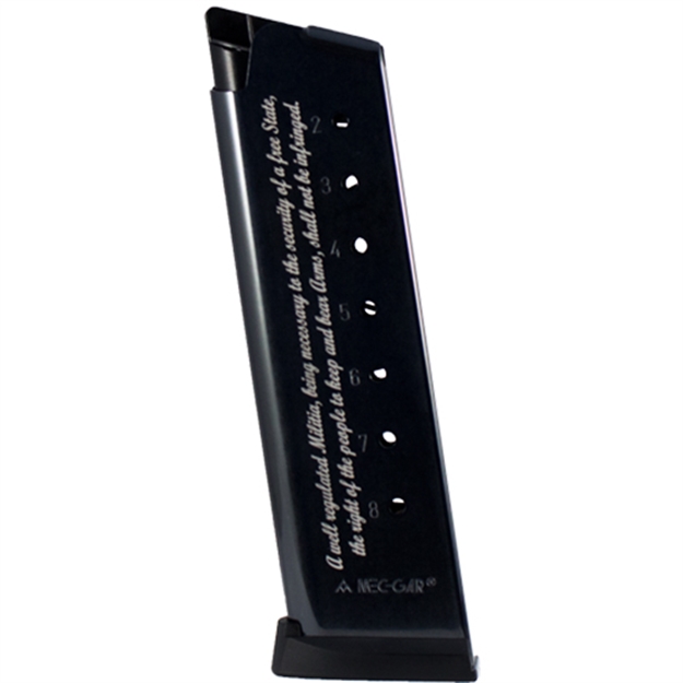 Picture of  Mec-Gar Mgcg45082a 1911 Government 8Rd 45 Acp, Blued W/2Nd Amendment Engraving Carbon Steel 765595103757