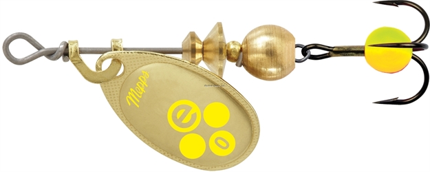 Picture of Mepps Aglia-E In-Line Spinner, 1/12 Oz, Treble Hook W/Egg, Gold Hot Chartreuse