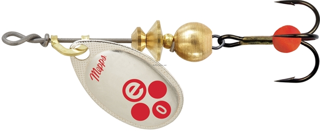 Picture of Mepps Aglia-E In-Line Spinner, 1/12 Oz, Treble Hook W/Egg, Silver & Red