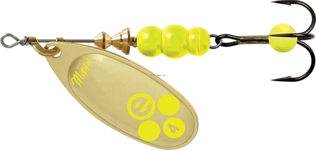 Picture of Mepps Aglia-E In-Line Spinner, 1/3 Oz, Treble Hook W/Egg, Gold Hot Chartreuse