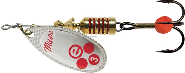 Picture of Mepps Aglia-E In-Line Spinner, 2 1/2", 1/4 Oz, Treble Hook W/Egg, Silver & Red