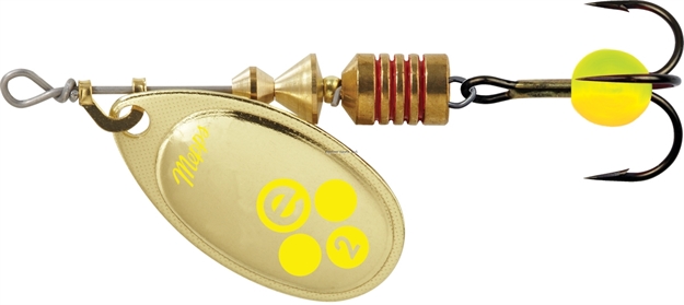 Picture of Mepps Aglia-E In-Line Spinner, 2 1/4", 1/6 Oz, Treble Hook W/Egg, Gold Hot Chartreuse