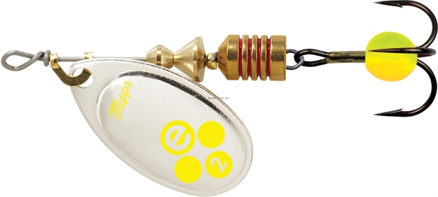 Picture of Mepps Aglia-E In-Line Spinner, 2 1/4", 1/6 Oz, Treble Hook W/Egg, Silver-Hot Chartreuse