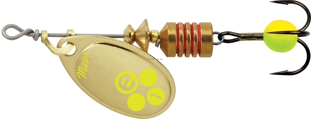 Picture of Mepps Aglia-E In-Line Spinner, 2", 1/8 Oz, Treble Hook W/Egg, Gold Hot Chartreuse