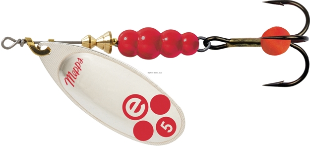 Picture of Mepps Aglia-E In-Line Spinner, 3 1/4", 1/2 Oz, Treble Hook W/Egg, Silver & Red