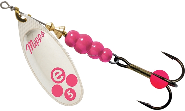Picture of Mepps Aglia-E In-Line Spinner, 3 1/4", 1/2 Oz, Treble Hook W/Egg, Silver-Hot Pink