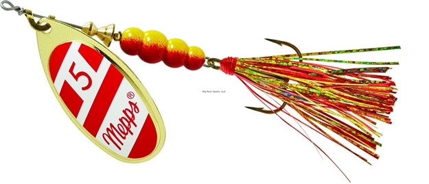 Picture of Mepps Aglia Flashabou In-Line Spinner 1/2 OZ Red/White-Red/Gold