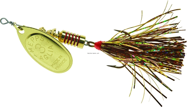 Picture of Mepps Aglia Flashabou In-Line Spinner 1/4 OZ Gold-Brown/Gold
