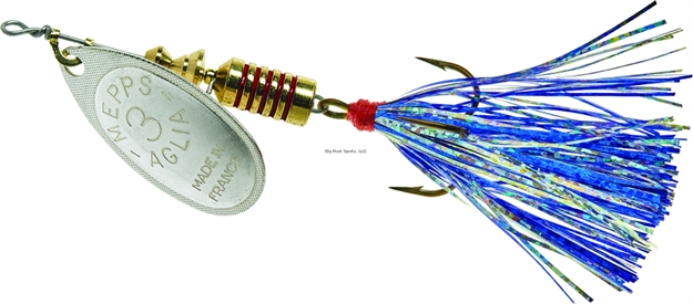 Picture of Mepps Aglia Flashabou In-Line Spinner 1/4 OZ Silver-Blue/Silver