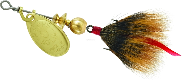 Picture of Mepps Aglia In-Line Spinner, 1/12 Oz, Dressed Treble Hook, Gold Blade & Brown Tail