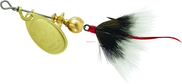 Picture of Mepps Aglia In-Line Spinner, 1/12 Oz, Dressed Treble Hook, Gold Blade & Gray Tail