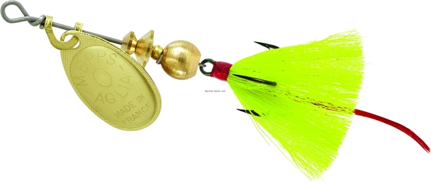 Picture of Mepps Aglia In-Line Spinner, 1/12 Oz, Dressed Treble Hook, Gold Blade & Yellow Tail