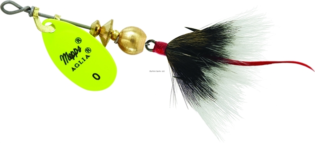 Picture of Mepps Aglia In-Line Spinner, 1/12 Oz, Dressed Treble Hook, Hot Chartreuse Blade & Gray Tail