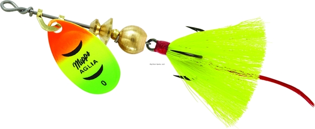 Picture of Mepps Aglia In-Line Spinner, 1/12 Oz, Dressed Treble Hook, Hot Firetiger Blade & Yellow Tail