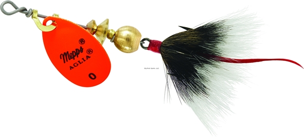 Picture of Mepps Aglia In-Line Spinner, 1/12 Oz, Dressed Treble Hook, Hot Orange Blade & Gray Tail